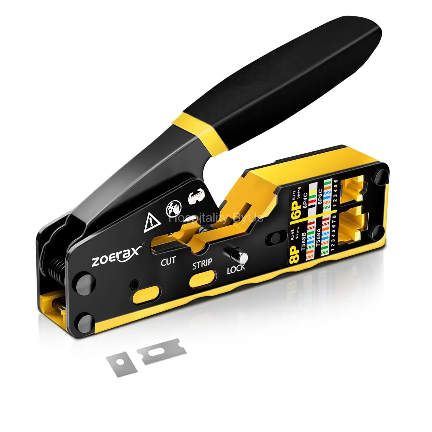 ZOERAX RJ45 Crimping Tool Dual-Mode Standard and Pass-Through Ethernet Crimper Yellow